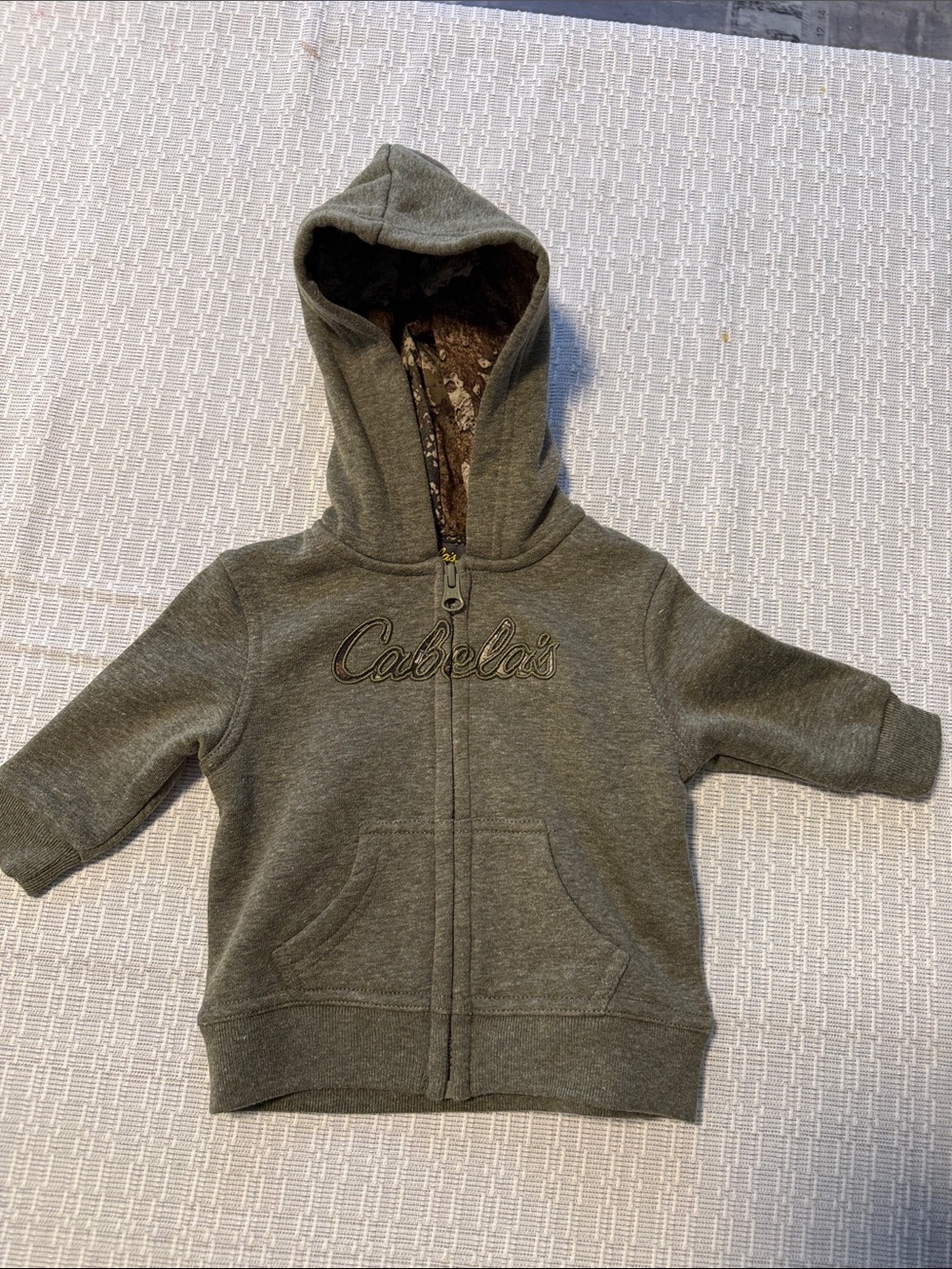 Cabela's Olive Green Kids Full-Zip Hoodie with Camo Lining